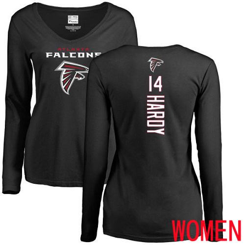 Atlanta Falcons Black Women Justin Hardy Backer NFL Football #14 Long Sleeve T Shirt->nfl t-shirts->Sports Accessory